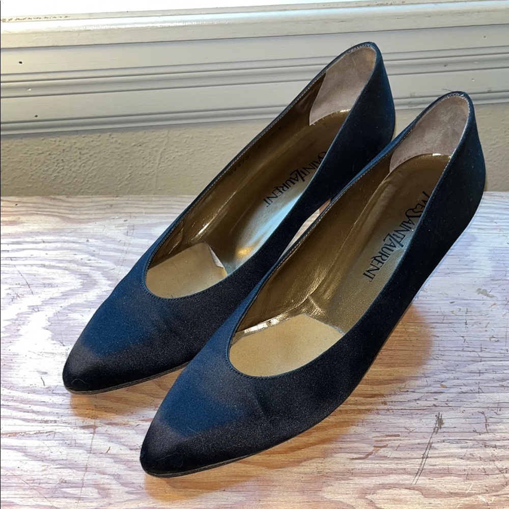 Yves Saint Laurent Black Satin Pumps